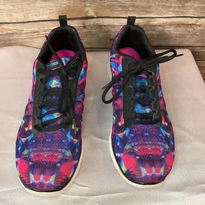 Skechers Skech-knit Memory Foam Purple Blue Pink Tie Dye Sneakers SN12447